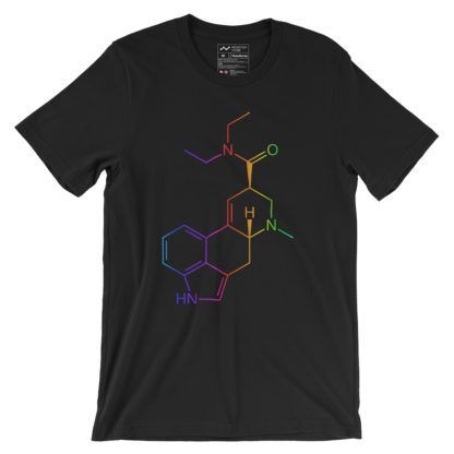 Farbiges LSD Molekül T-Shirt Schwarz