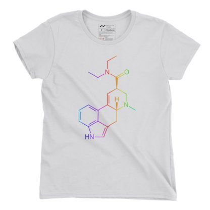 Sehr farbiges LSD Molekül T-Shirt Weiss Ladies