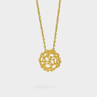 C60 Buckyball Molecule Necklace 3D Gold