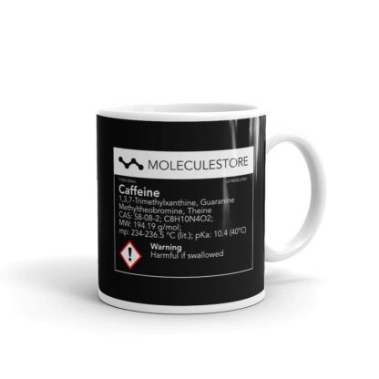 Koffein Molekül Tasse chemische Etikette