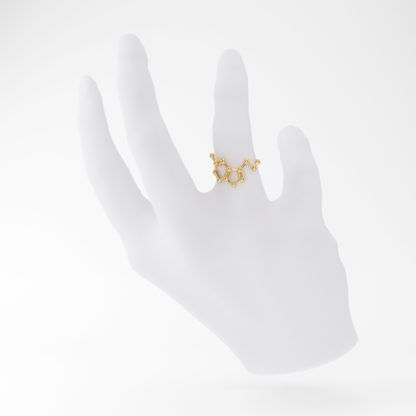 Serotonin 3D Ring Gold Hand