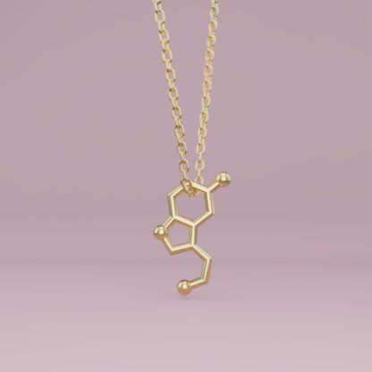 Serotonin Molekül Halskette Gold