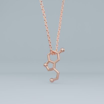 Serotonin Molekül Halskette Rosegold