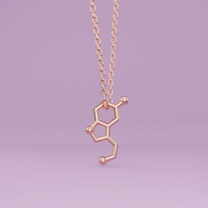 Serotonin Molekül Halskette Minimal Rosegold