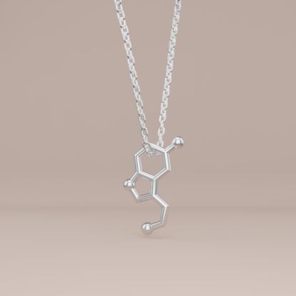 Serotonin Molekül Halskette Silber