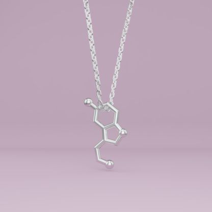 Serotonin Molekül Halskette Minimal Silber