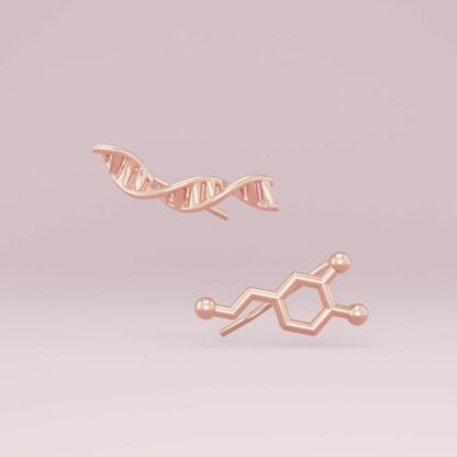 DNA und Dopamin Molekül Ear-Climbers in Rosegold