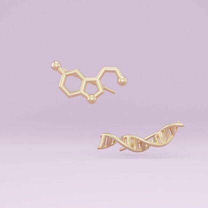 Schwebende DNA und Serotonin Ear-Climbers in Gold