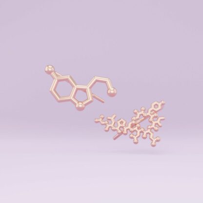 Schwebende Oxytocin und Serotonin Molekül Ear-Climbers in Rosegold