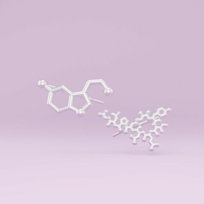 Schwebende Oxytocin und Serotonin Molekül Ear-Climbers in Silber