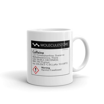 Caffeine mug with chemical label
