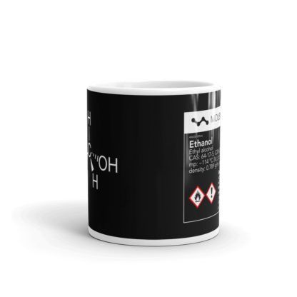 Ethanol Molecule Black Mug 11oz Front View