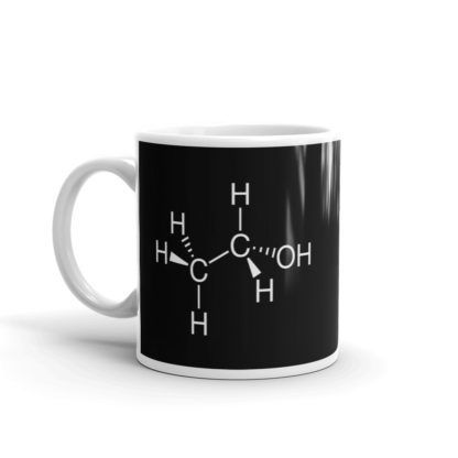 Ethanol Molecule Black Mug 11oz Handle on Left