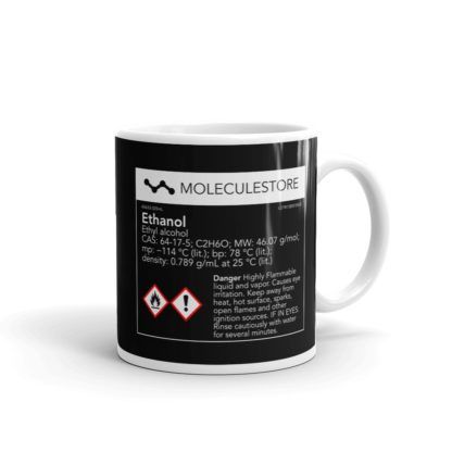 Ethanol Molecule Black Mug 11oz Handle on Right