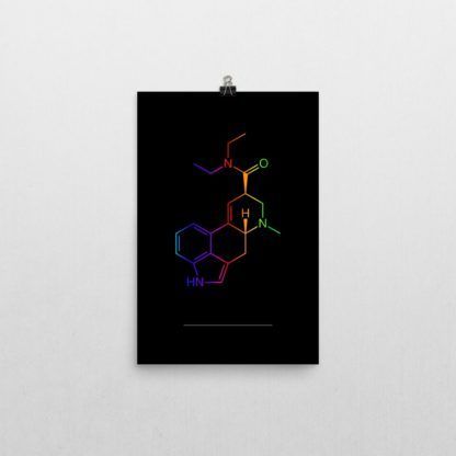 Colorful LSD Molecule Poster 12x18