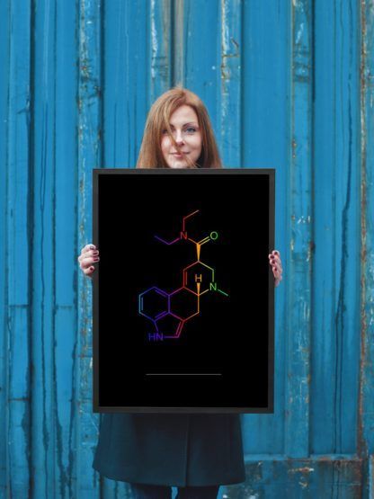 Colorful LSD Molecule Poster Framed 18x24 Mareike