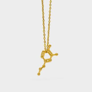 Dopamine Molecule Necklace 3D Gold