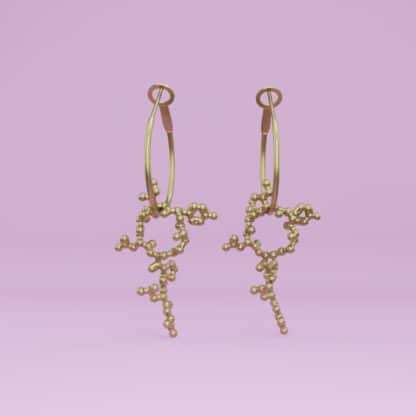Oxytocin molecule earrings raw brass crop