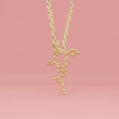Oxytocin molecule necklace gold 1 crop