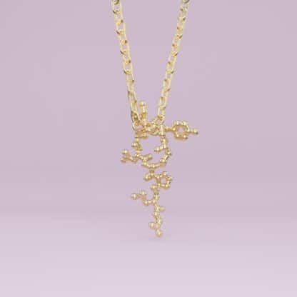 Oxytocin molecule necklace gold 2 crop