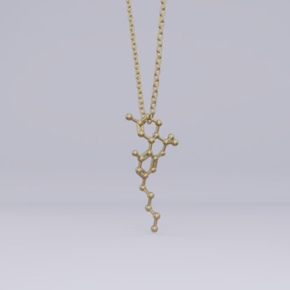 THC molecule necklace brass 2