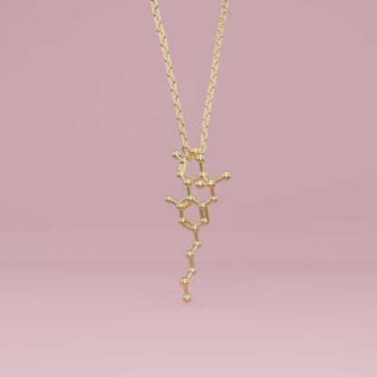 THC molecule necklace gold 3
