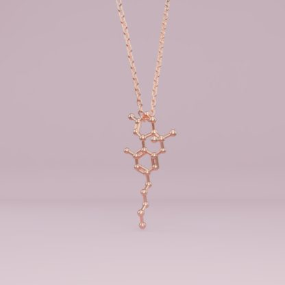 THC molecule necklace rose gold 1