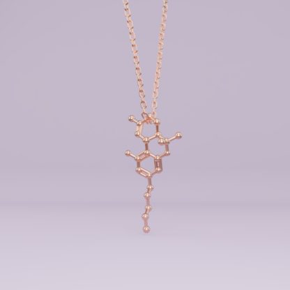 THC molecule necklace rose gold 2