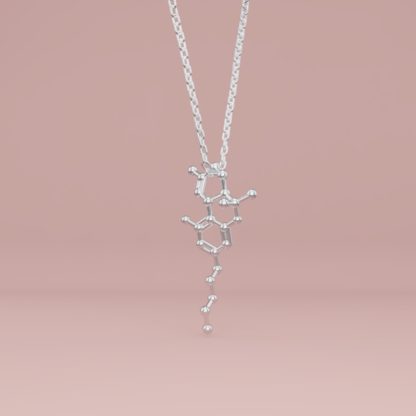 THC molecule necklace silver 2