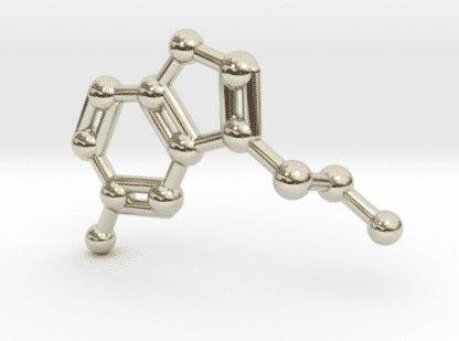 Serotonin Molecule Necklace 14k White Gold