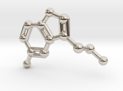 Serotonin Molecule Necklace Rhodium Plated
