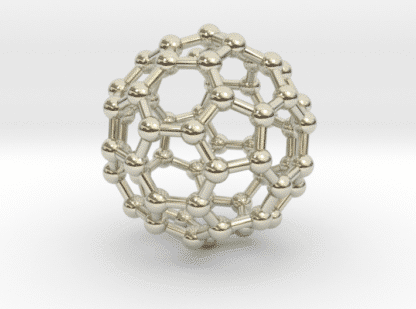 Buckyball (C60) Molecule Necklace 14k White Gold