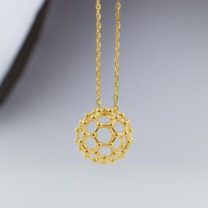 C60 buckyball necklace gold front