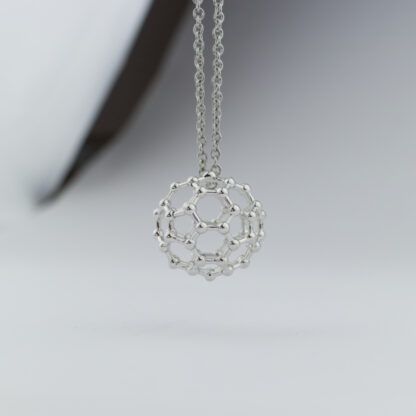 C60 buckyball necklace silver hanging