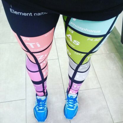 Selfie of legs with periodic table leggings