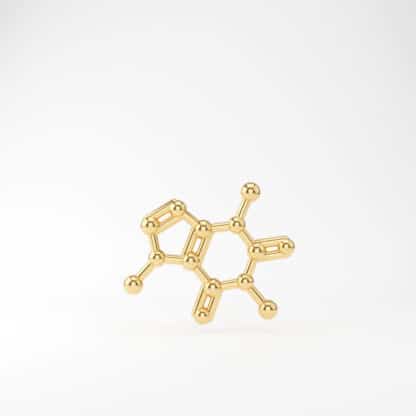 Caffeine molecule pendant small gold