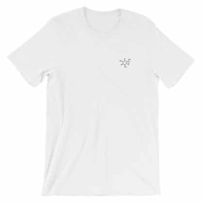 Caffeine molecule t-shirt embroidered white