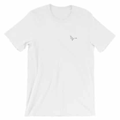 Serotonin molecule t-shirt embroidered white