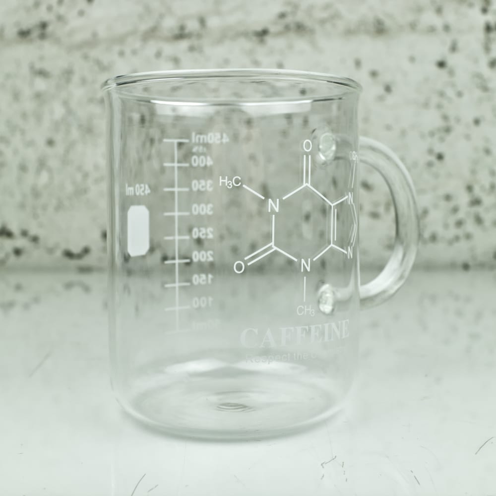 Suwimut 2 Pack Caffeine Beaker Mug Caffeine Molecule Mug, 16 oz  Borosilicate Glass Chemistry Mug Coffee