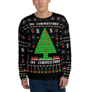 Chemistree ugly christmas sweater black front