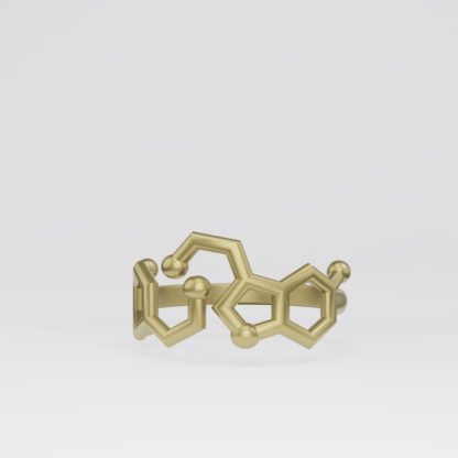 Serotonin + Dopamine molecule ring raw brass 2 crop