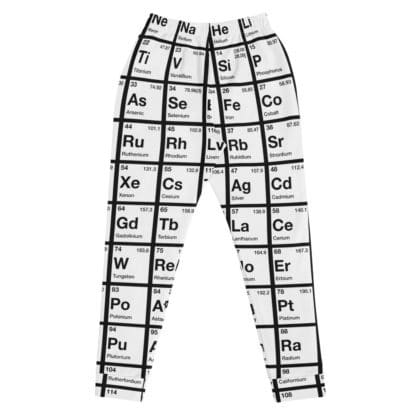 Periodic table sweatpants check women white back flat