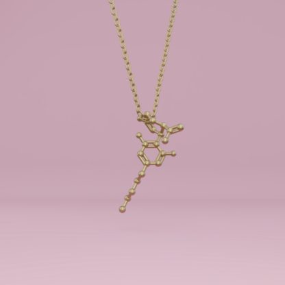 CBD molecule necklace brass 1