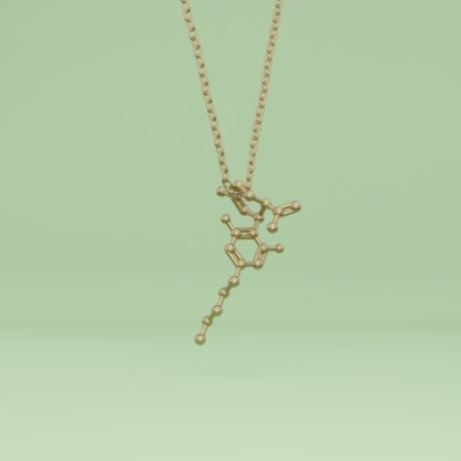 CBD molecule necklace brass 2