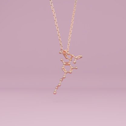 CBD molecule necklace rose gold 1