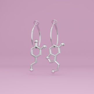Dopamine + Serotonin molecule earrings silver 1 crop