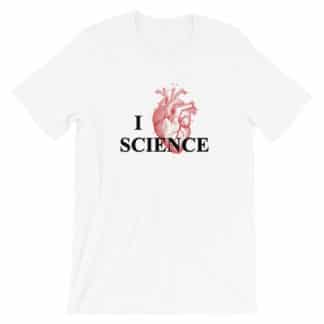 I heart Science with anatomical heart t-shirt front
