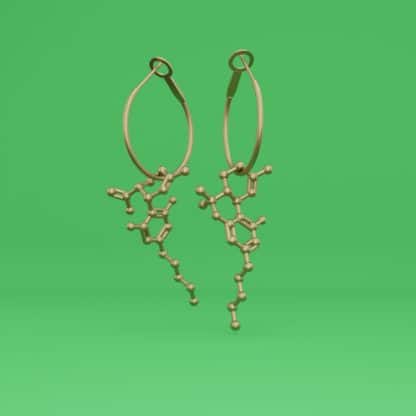 THC + CBD molecule earrings brass 1
