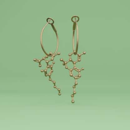 THC + CBD molecule earrings brass 2