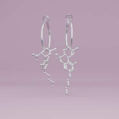 THC + CBD molecule earrings silver 2